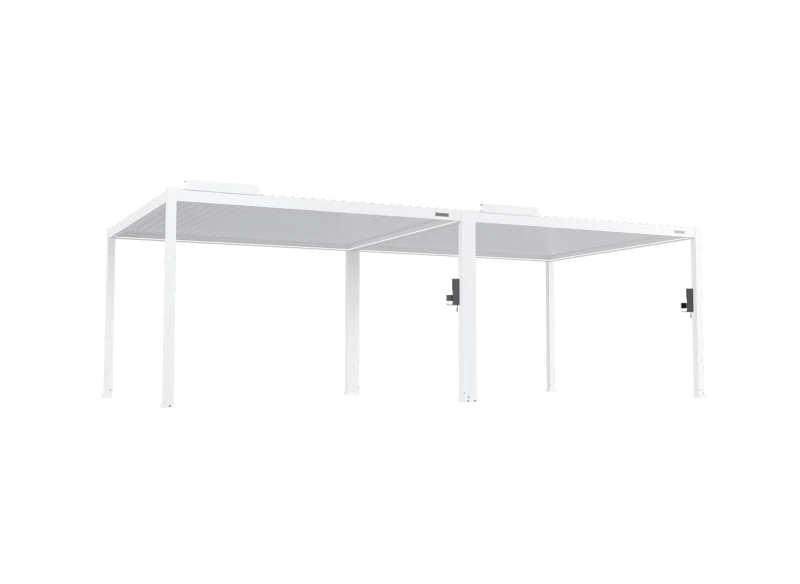 FlexPatio POWER+ Gen 2 Motorized Pergola with Motorized Louvers, App Control, 13'L x 26'W, White, 6063-T5 Aluminum