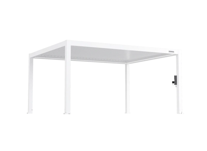 FlexPatio POWER+ PRO Gen 2 Motorized Pergola 13' x 16' White – 6063-T5 Aluminum, Motorized Louvers, LED, IP68 Outlets, 165 MPH Wind
