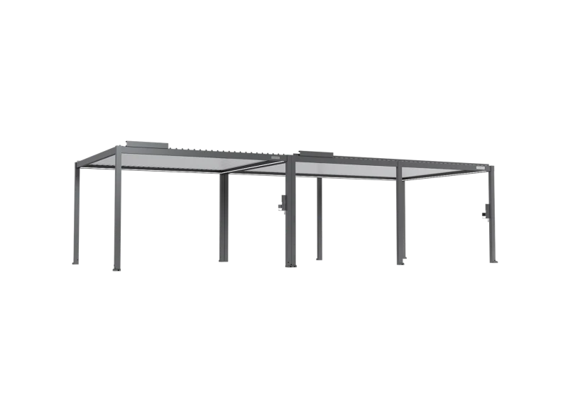 FlexPatio POWER+ Gen 2 Motorized Pergola 13'L x 33'W Gray with White Louvers 6063-T5 Aluminum 8'2'' H