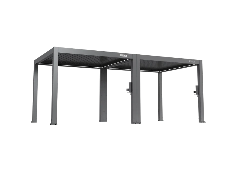 FlexPatio POWER+ PRO Gen 2 Motorized Pergola with Adjustable Louvers, 10' x 20', Gray, 6063-T5 Aluminum