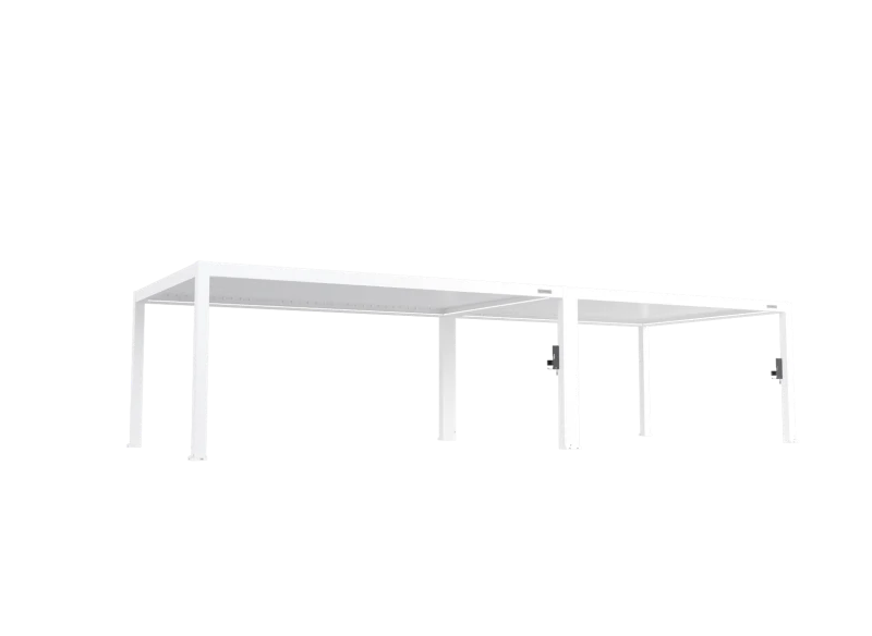 FlexPatio POWER+ PRO Gen 2 Motorized Pergola, 13' x 36' (8-Post) White, Motorized Louvers & LED Lighting