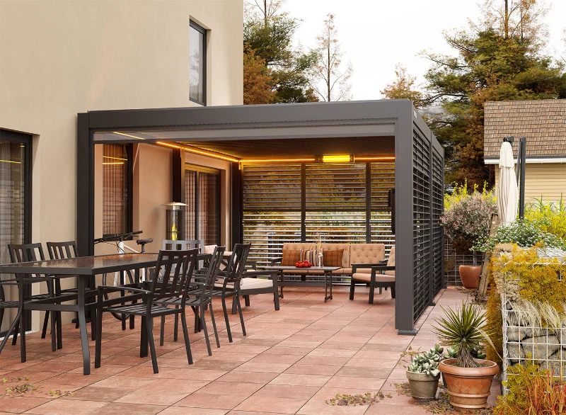 Flexpatio Privacy Shutter Walls Adjustable 0–180° All-Aluminum Panel Add-On, 20' Side Gray for Pergola Shade and Privacy Control
