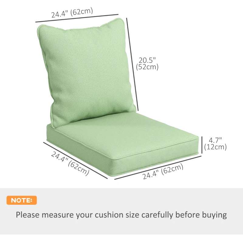 Outsunny Seat Cushion Back Pillows Replacement Set of 2, Patio Chair Cushions Set for Indoor Outdoor, Green