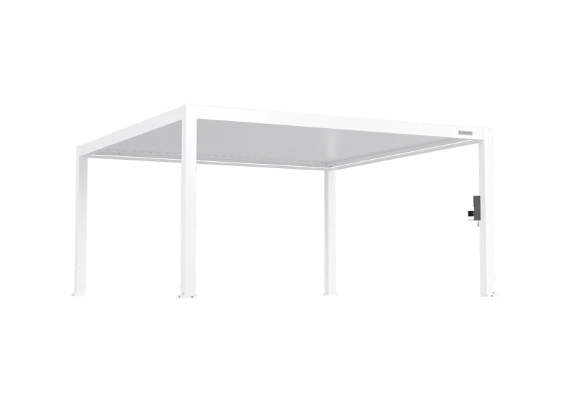 FlexPatio POWER+ PRO Gen 2 Motorized Pergola 16' x 16' White - 6063-T5 Aluminum Louvered Roof with LED Lighting