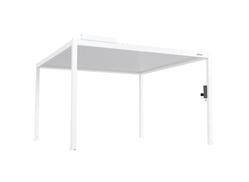 FlexPatio POWER+ Gen 2 Motorized Pergola with Motorized Louvers and LED, 13'L x 13'W White 6063-T5 Aluminum Outdoor Pavilion