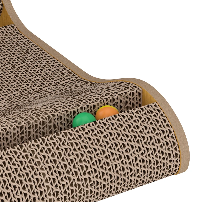 PawHut 2PCS Cat Scratching Board L Shape Cat Scratcher Cat Scratching Pad with 3 Toy Balls, Catnip