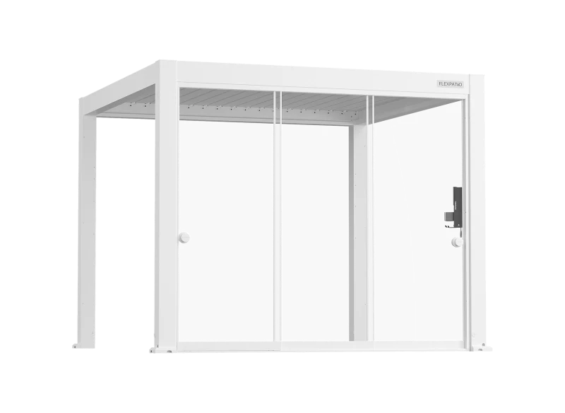 Flexpatio Glass Doors for Gen 2 Perogla - 10mm Tempered Glass Sliding Doors, 100% Aluminum Rail, 10' Side White
