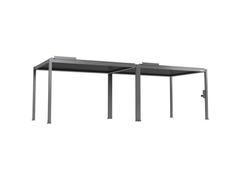 FlexPatio POWER+ Gen 2 Motorized Pergola - Motorized Louvered 6063-T5 Aluminum Patio Cover, 10'L x 26'W, Gray