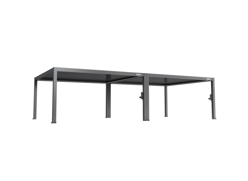 FlexPatio POWER+ PRO Gen 2 Motorized Pergola 16' x 32' Gray - 6063-T5 Aluminum, Motorized 120° Louvers, LED, IP68, 165 MPH/50 PSF