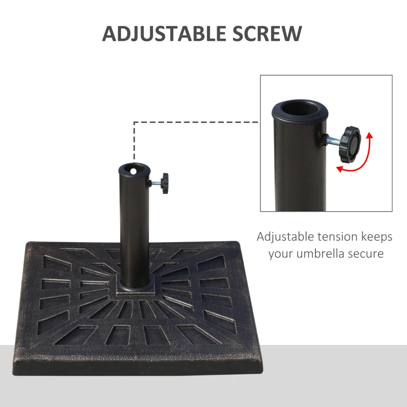 Outsunny 18.5" Square Patio Umbrella Base, Outdoor Resin Parasol Stand Market Umbrella Holder Deck - Bronze