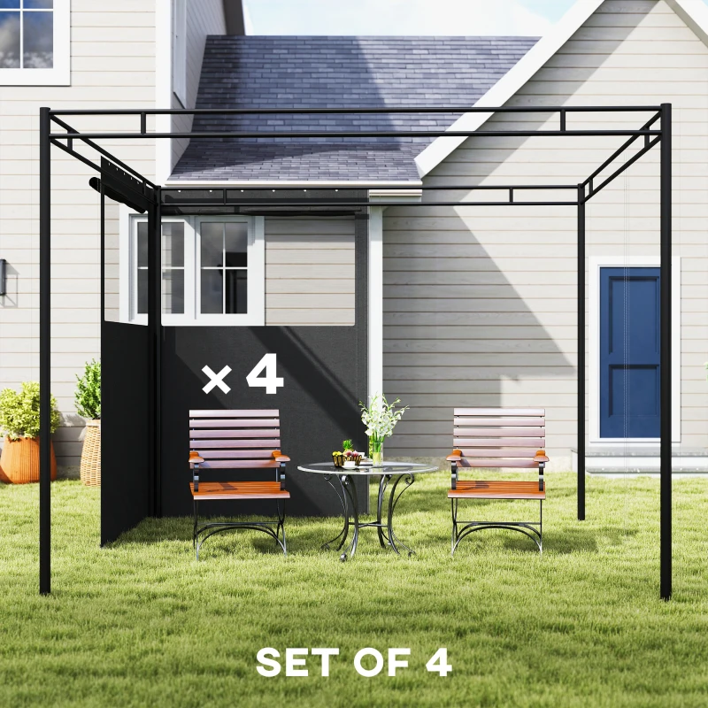 Outsunny Gazebo Curtains, 10' x 10' Universal Replacement Privacy Curtain, 4-Panels Sidewall with Roll up Mesh Windows, Dark Grey