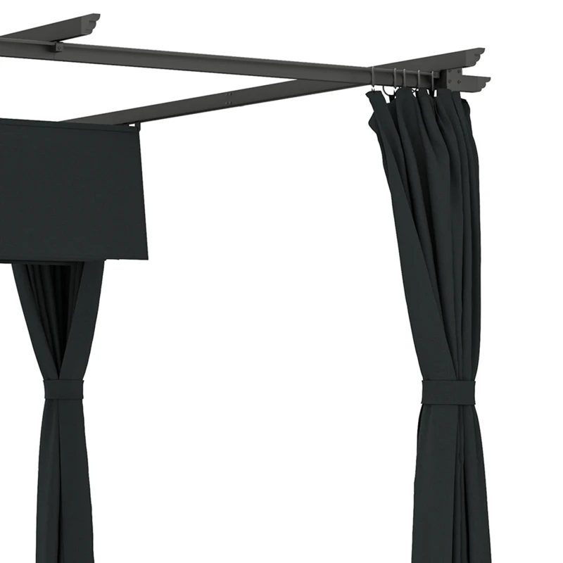Outsunny 10' x 13' Pergola with Retractable Canopy and Curtains, UPF30+ Sun Shade Shelter for Grill, Garden, Backyard, Deck