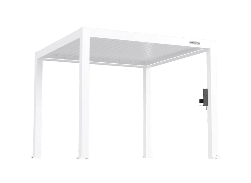 FlexPatio POWER+ PRO Gen 2 Motorized Pergola, Motorized Louvers, 10' x 10', White, 6063-T5 Aluminum