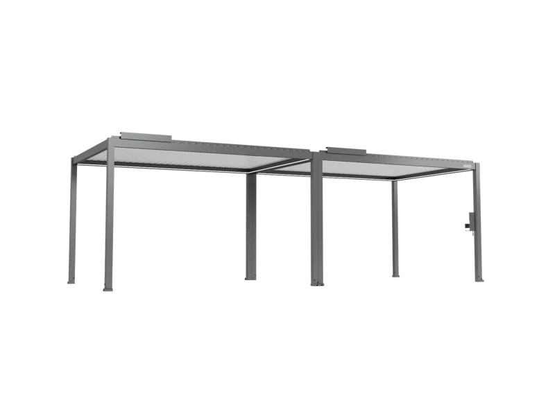 FlexPatio POWER+ Gen 2 Motorized Pergola, 10'L x 26'W Gray with White Louvers, 6063-T5 Aluminum, Motorized Louvers & Integrated LED