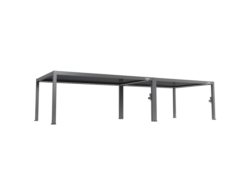 FlexPatio POWER+ PRO Gen 2 Motorized Pergola - 13' x 36' (10-Post) Outdoor Aluminum Louvered Pergola, Gray