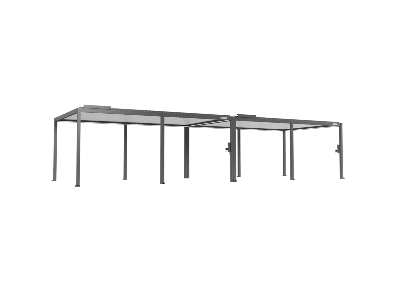 FlexPatio POWER+ Gen 2 Motorized Pergola 13'L x 40'W Gray with White Louvers 6063-T5 Aluminum 8'2'' H