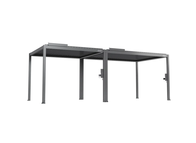 FlexPatio POWER+ Gen 2 Motorized Pergola with Motorized Louvers, 10'L x 23'W, Gray, 6063-T5 Aluminum