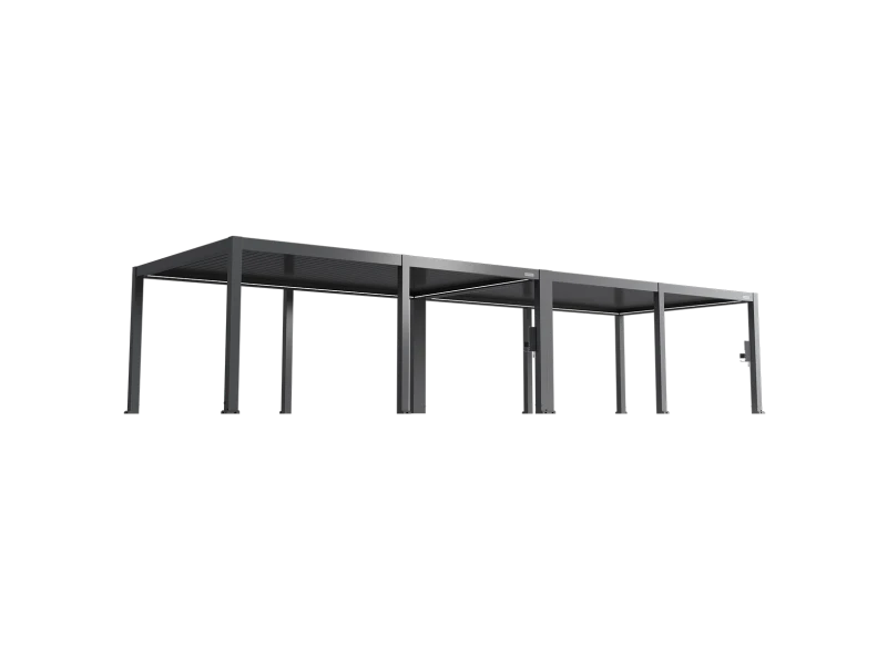 FlexPatio POWER+ PRO Gen 2 Motorized Pergola 13' x 40' (12-Post) Gray - 6063-T5 Aluminum, IP68 Outlets, 165 MPH Wind