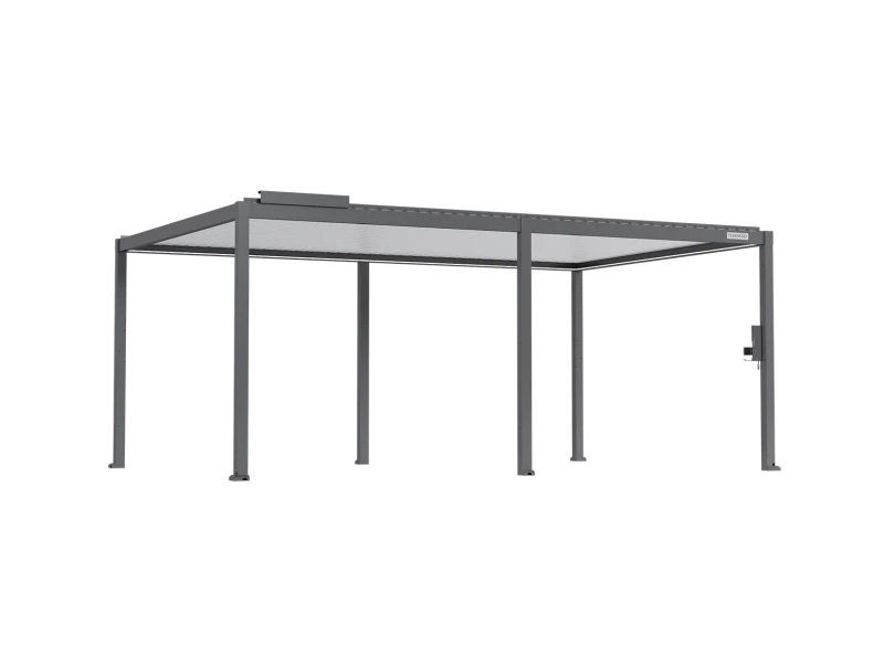 FlexPatio POWER+ Gen 2 Motorized Pergola 13'L x 20'W Gray with White Louvers 6063-T5 Aluminum, Motorized Louvers