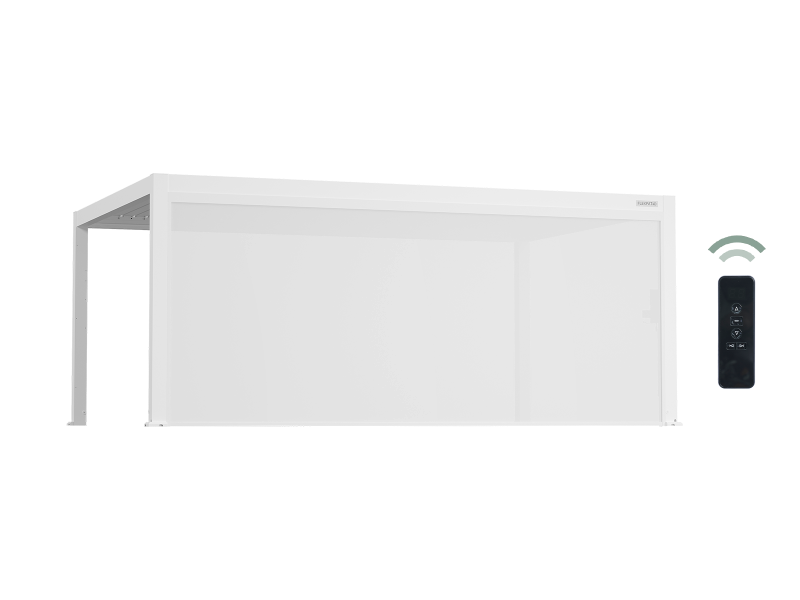 Flexpatio Motorized Roller Shades 20' Side White - Retractable Pergola Side Screen, 8% Openness Mesh, Aluminum Track