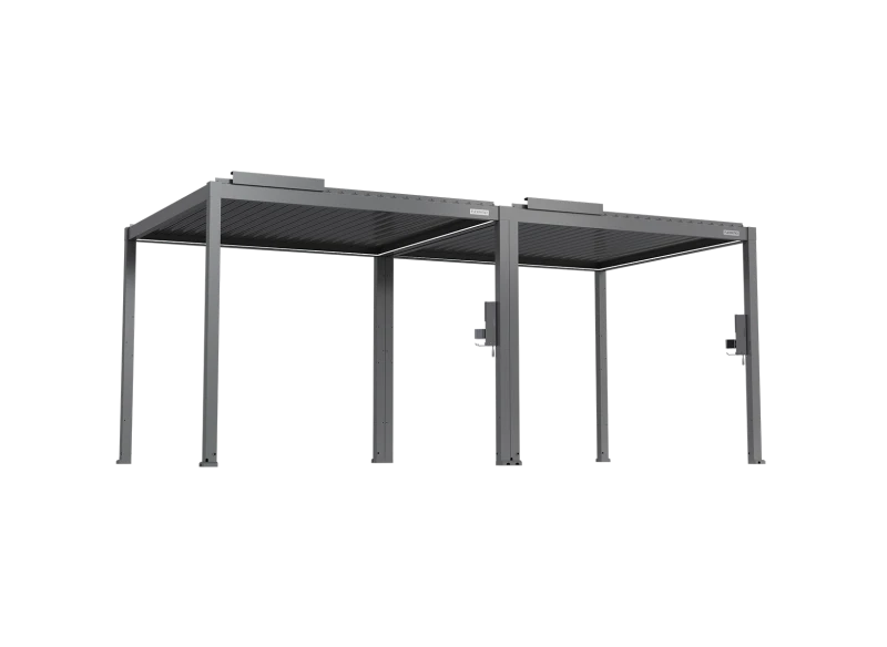 FlexPatio POWER+ Gen 2 Motorized Pergola with Motorized Louvers, 10'L x 20'W, Gray, 6063-T5 Aluminum