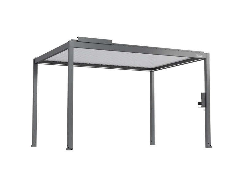 FlexPatio POWER+ Gen 2 Motorized Pergola with Motorized Louvers, 10'L x 13'W, Gray with White Louvers, 6063-T5 Aluminum