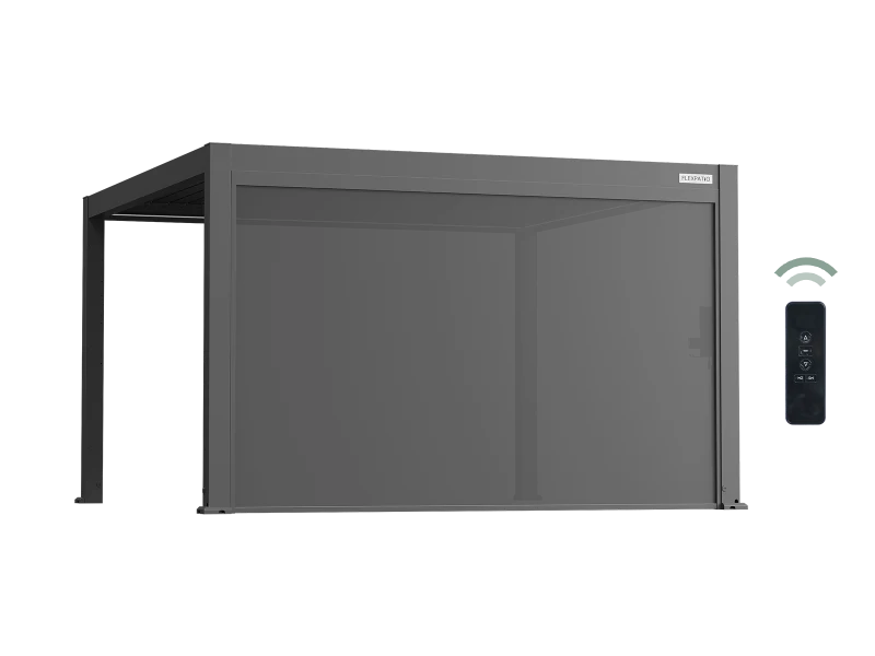 Flexpatio Motorized Roller Shades 13' Side Gray - Motorized Pergola Privacy Screen with Aluminum Track