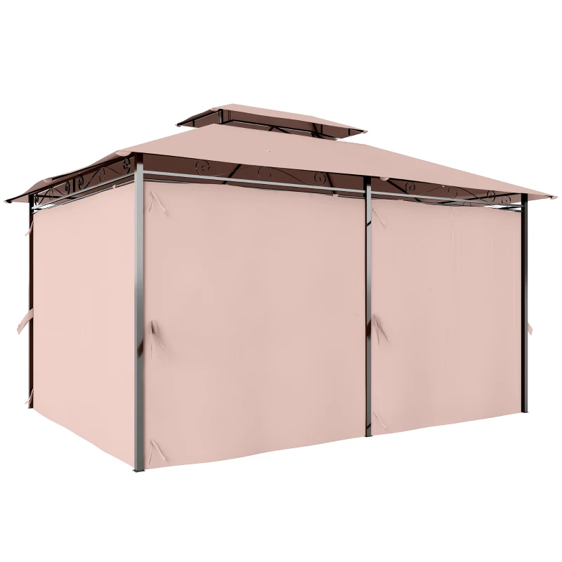 Outsunny 10' x 13' Patio Gazebo, Outdoor Gazebo Canopy Shelter with Curtains, Vented Roof, Steel Frame for Garden, Lawn, Backyard and Deck, Khaki(m-10)