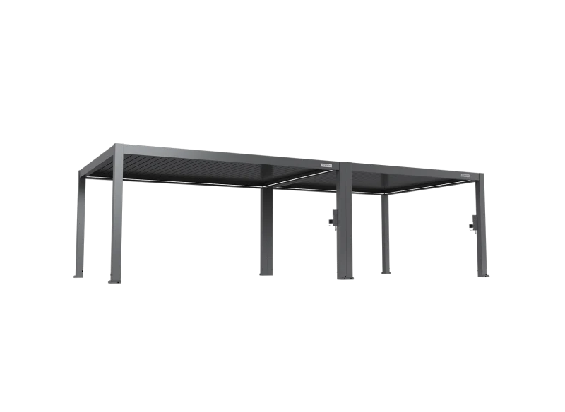 FlexPatio POWER+ PRO Gen 2 Motorized Pergola – 13' x 32' Gray, 6063-T5 Aluminum, Motorized Louvers, LED Lighting