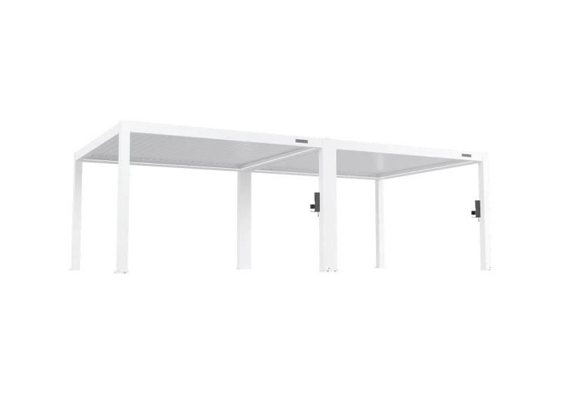 FlexPatio POWER+ PRO Gen 2 Motorized Pergola – 13' x 26' White, 6063-T5 Aluminum, Motorized Louvers, LED Lighting, IP68 Outlets