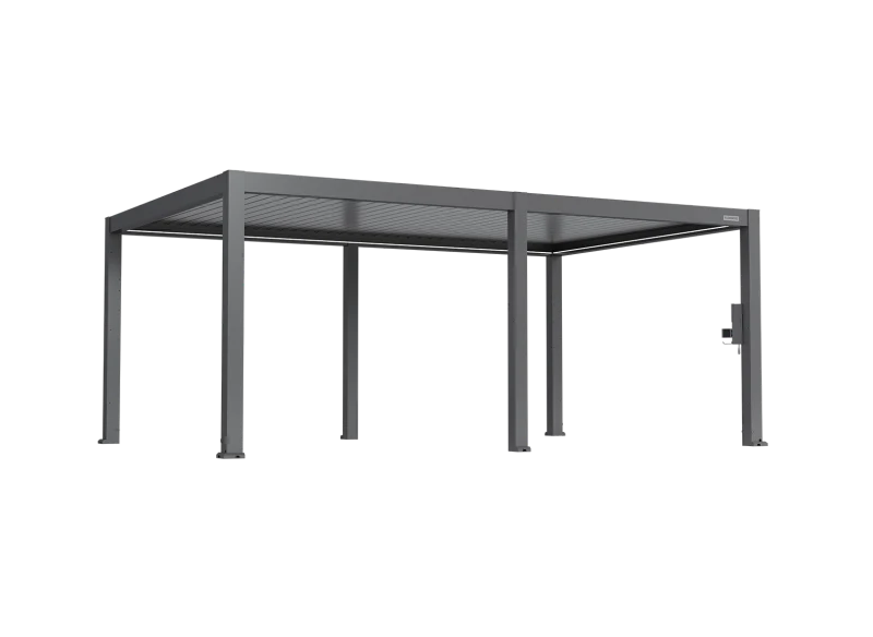 FlexPatio POWER+ PRO Gen 2 Motorized Pergola 13' x 20' (6-Post) Gray - 6063-T5 Aluminum Motorized Louvers LED IP68