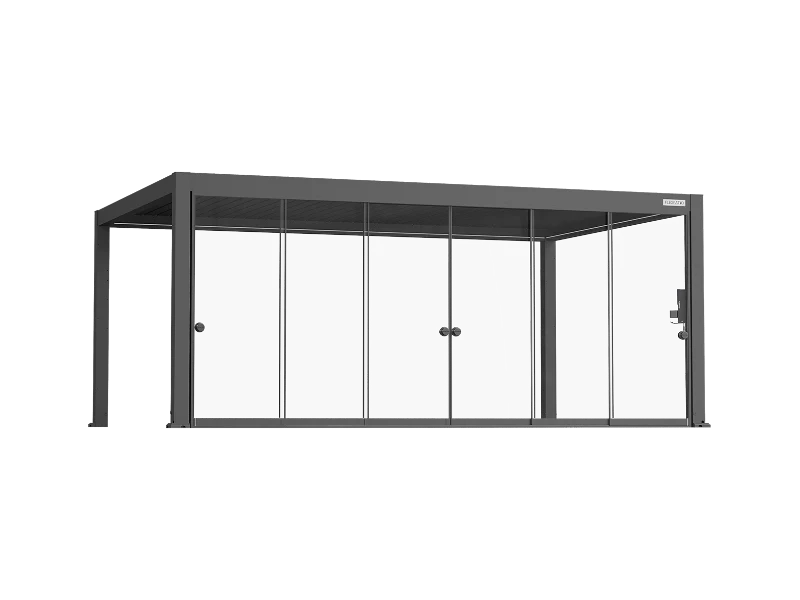 Flexpatio Glass Doors for Gen 2 Perogla - 10mm Tempered Glass Sliding Doors, 100% Aluminum Rail, 20' Side Gray