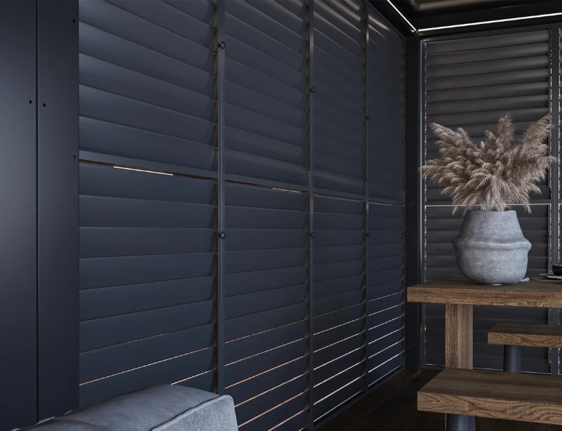 Flexpatio Privacy Shutter Walls Adjustable 0–180° All-Aluminum Panel Add-On, 20' Side Gray for Pergola Shade and Privacy Control