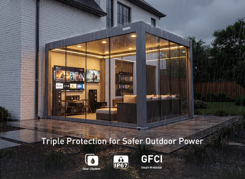 FlexPatio POWER+ PRO Gen 2 Motorized Pergola 13' x 13' Gray - 6063-T5 Aluminum Motorized Louvers, LED, IP68 Outlets, 165 MPH Wind, 50 PSF Snow