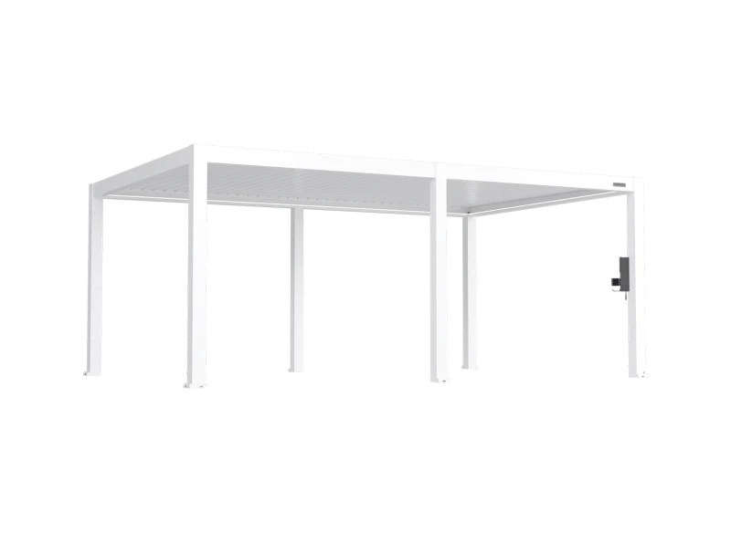 FlexPatio POWER+ PRO Gen 2 Motorized Pergola – 13' x 20' (6-Post) White, 6063-T5 Aluminum, Motorized Louvers, LED Lighting, IP68 Outlets