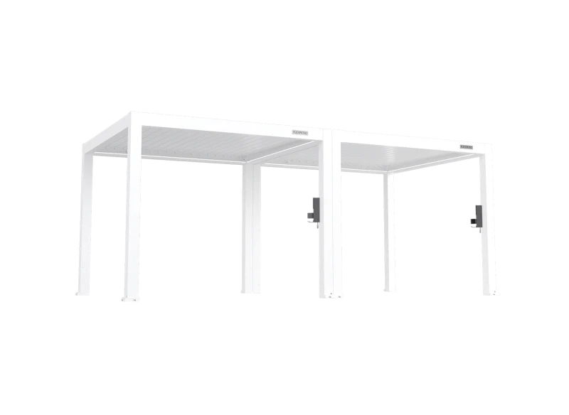 FlexPatio POWER+ PRO Gen 2 Motorized Pergola 10' x 20' White 6063-T5 Aluminum with Motorized Louvers, LED, IP68 Outlets, 165 MPH Wind