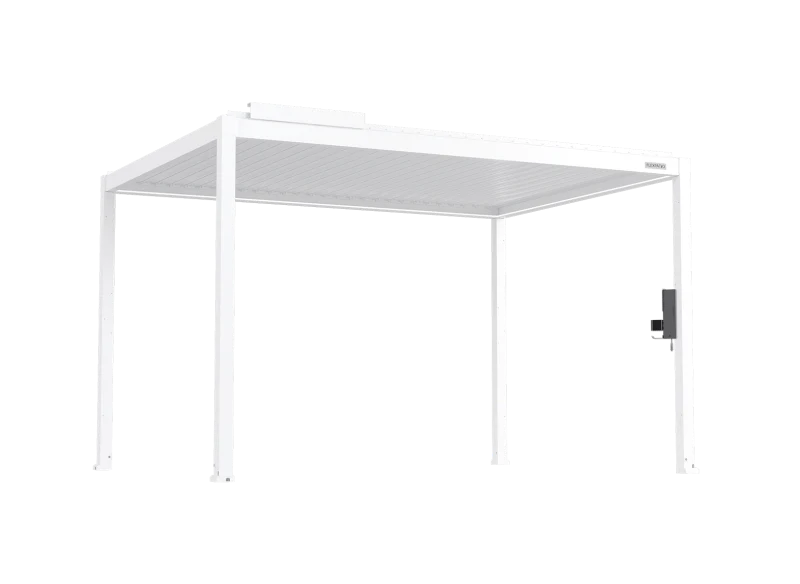 FlexPatio POWER+ Gen 2 Motorized Pergola 10'L x 13'W White - 6063-T5 Aluminum, Motorized Louvers, LED