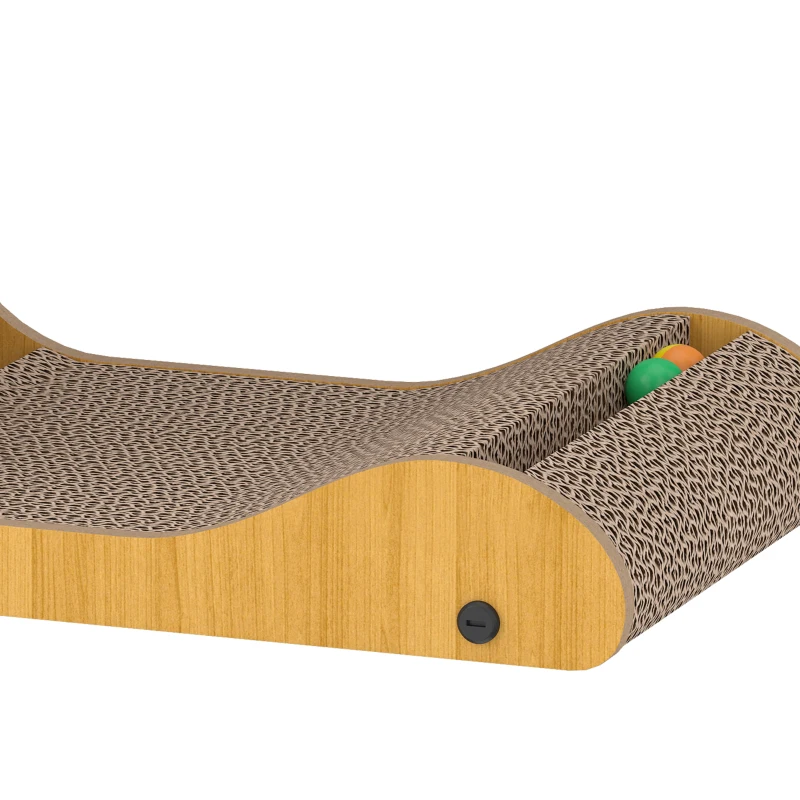 PawHut 2PCS Cat Scratching Board L Shape Cat Scratcher Cat Scratching Pad with 3 Toy Balls, Catnip