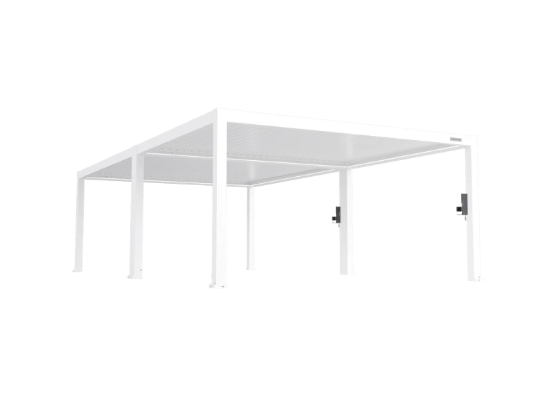 FlexPatio POWER+ PRO Gen 2 Motorized Pergola – Motorized Aluminum Louvered Patio Cover 16' x 29' White with IP68 Outlets