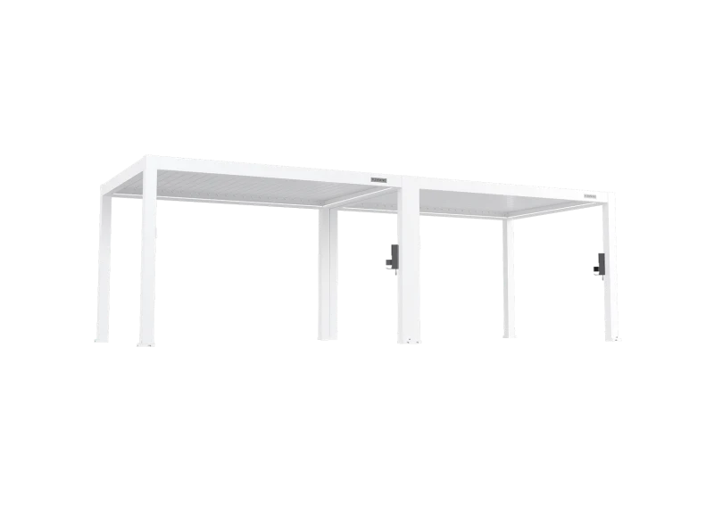 FlexPatio POWER+ PRO Gen 2 Motorized Pergola 10' x 26' White – 6063-T5 Aluminum, Motorized Louvers & Integrated LED Lighting