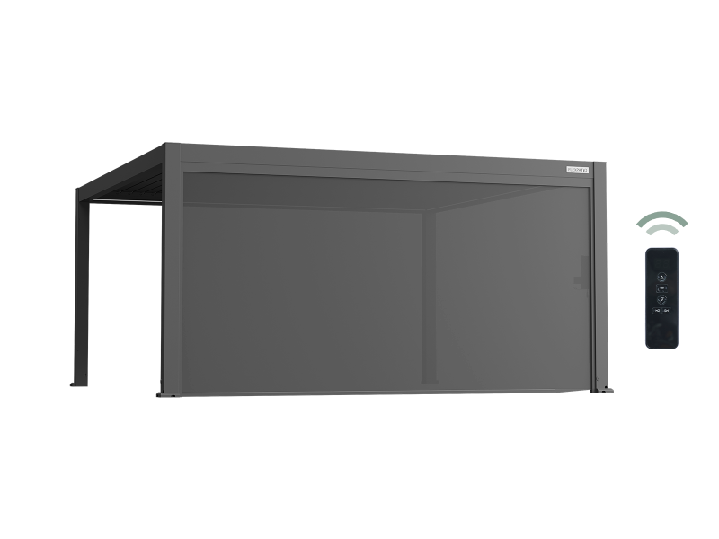 Flexpatio Motorized Roller Shades 16' Side Gray - Motorized Pergola Privacy Screen with Aluminum Track