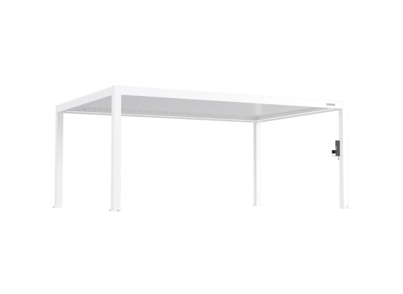 FlexPatio POWER+ PRO Gen 2 Motorized Pergola 13' x 20' (4-Post) White 6063-T5 Aluminum with Motorized Louvers, LED Lighting & IP68 Outlets