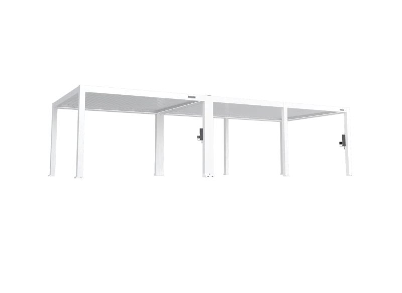 FlexPatio POWER+ PRO Gen 2 Motorized Pergola 13' x 33' (10-Post) White 6063-T5 Aluminum Motorized Louvers
