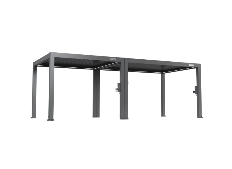 FlexPatio POWER+ PRO Gen 2 Motorized Pergola - 10' x 23' Gray, 6063-T5 Aluminum, Motorized Louvers & LED Lighting