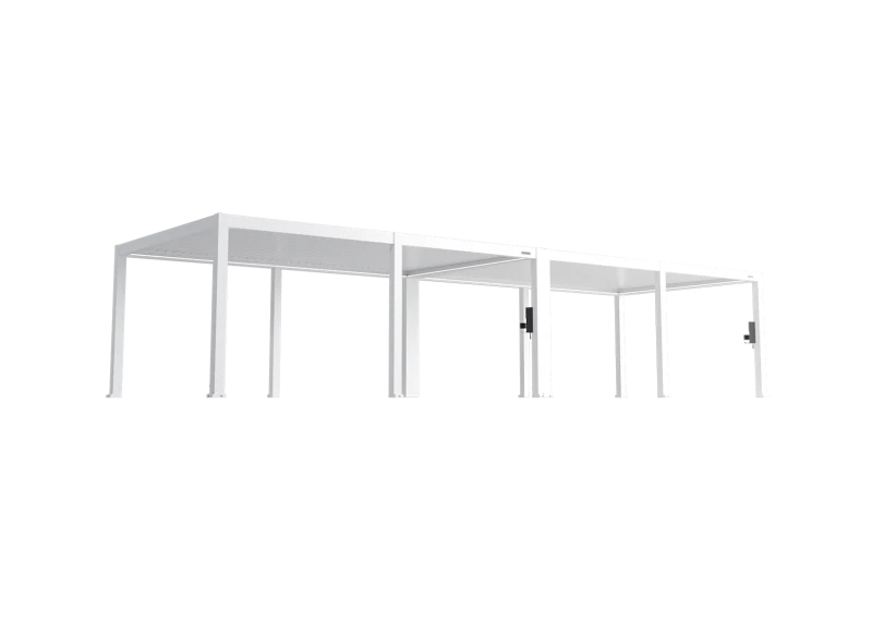FlexPatio POWER+ PRO Gen 2 Motorized Pergola 13' x 40' (12-Post) White 6063-T5 Aluminum, Motorized Louvers, LED