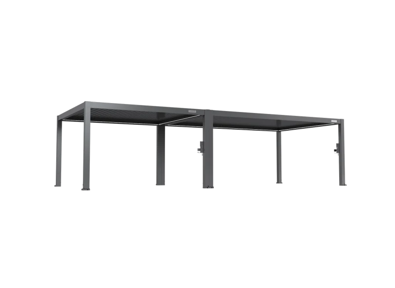 FlexPatio POWER+ PRO Gen 2 Motorized Pergola – 13' x 33' (8-Post) Gray, 6063-T5 Aluminum, Motorized Louvers
