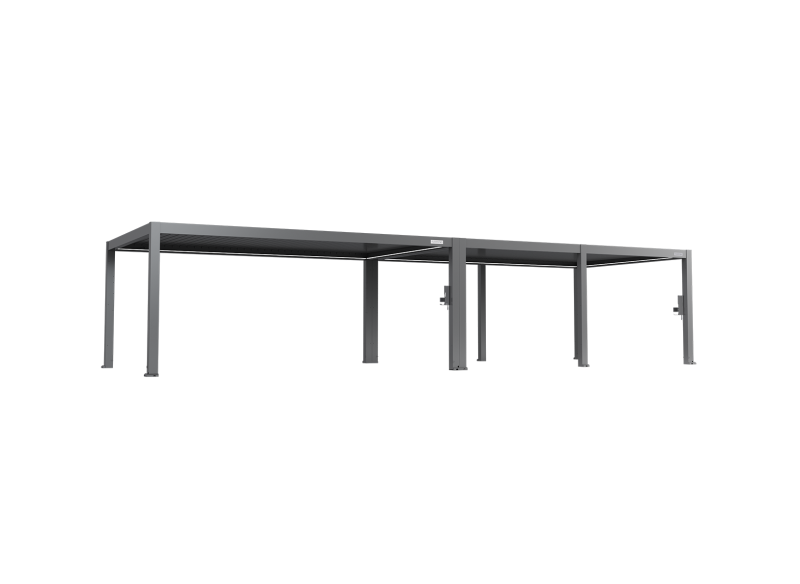 FlexPatio POWER+ PRO Gen 2 Motorized Pergola 13' x 40' (10-Post) Gray 6063-T5 Aluminum, Motorized Louvers, LED & IP68 Outlets with Enhanced Drainage and Modular Expansion