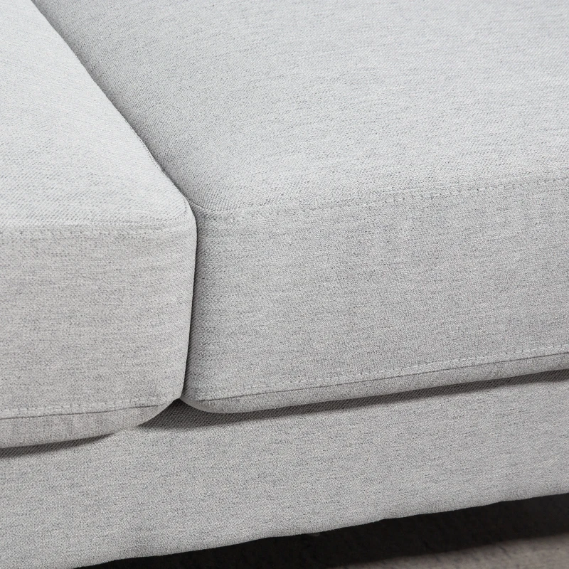 HOMCOM Loveseat Sofa, Modern Couch with Pocket Spring, Linen Upholstered, Thick Padded, Light Grey