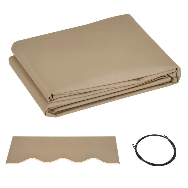 Outsunny 13' x 8' Retractable Awning Fabric Replacement Outdoor Sunshade Canopy Awning Cover, UV Protection, Beige