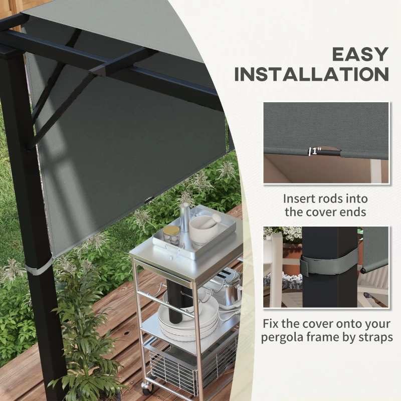 Outsunny 2 Pcs UV Protection Pergola Replacement Canopy, Pergola Shade Cover, Easy to Install, for 10' x 10' Pergola, Dark Grey